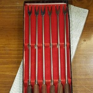 Vintage Hankyu MCM Stainless Steel Fondue Forks Appetizer Skewers made in Japan